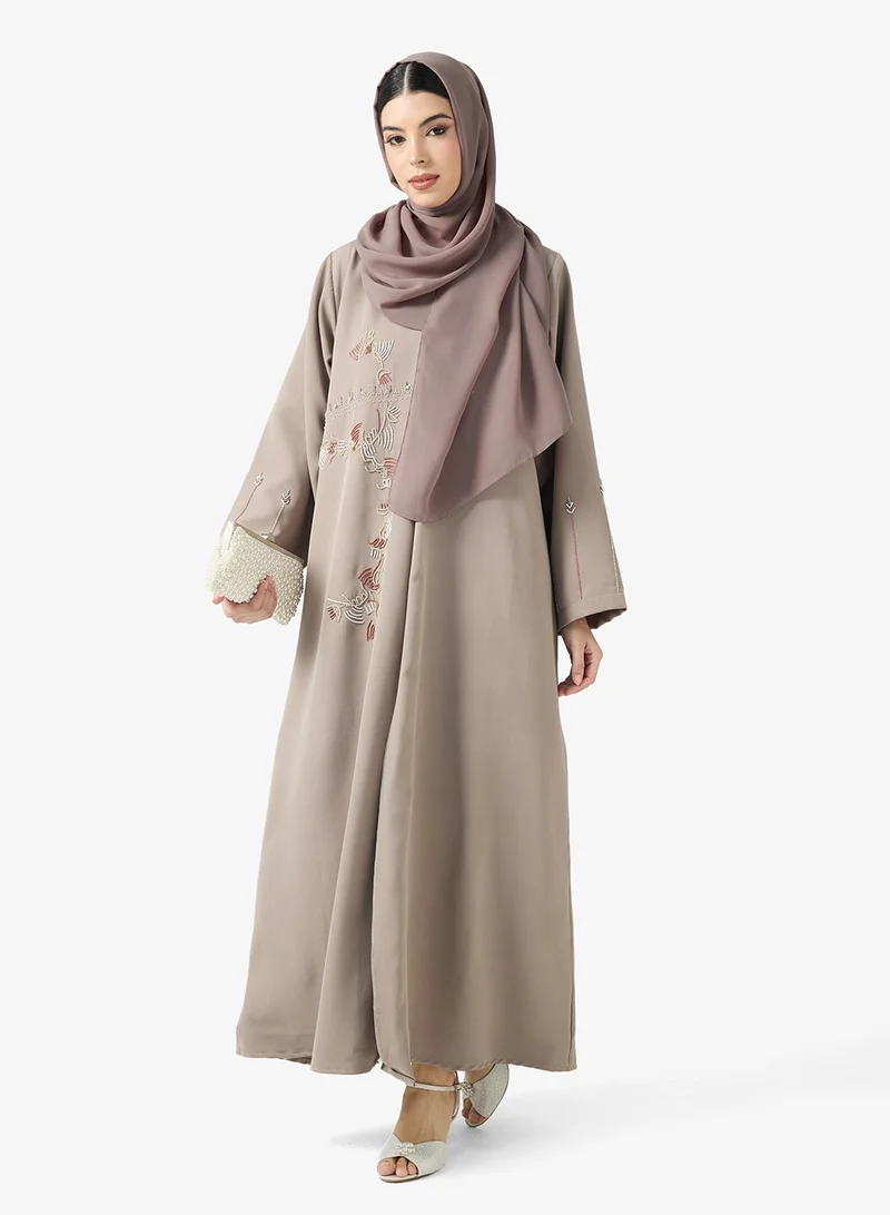 hayas closet Embroidered Abaya With Sheila